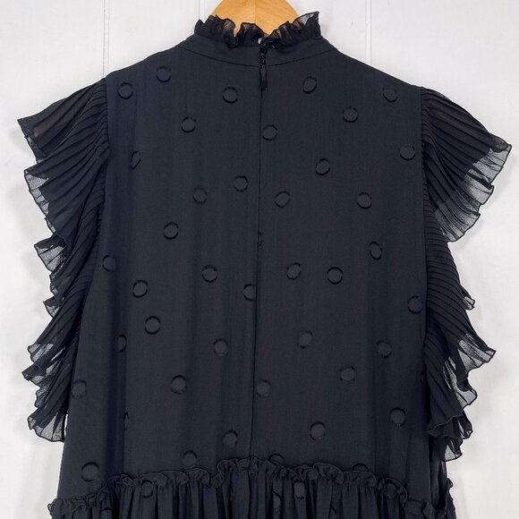 Kate Spade Bakery Dot Devore Dress Layered Ruffles Soft Romantic Size 12 Black - Picture 7 of 16